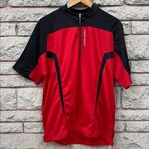 Men’s Louis Garneau Red & Black Polyester Half Zip Leisure Cycling Jersey
